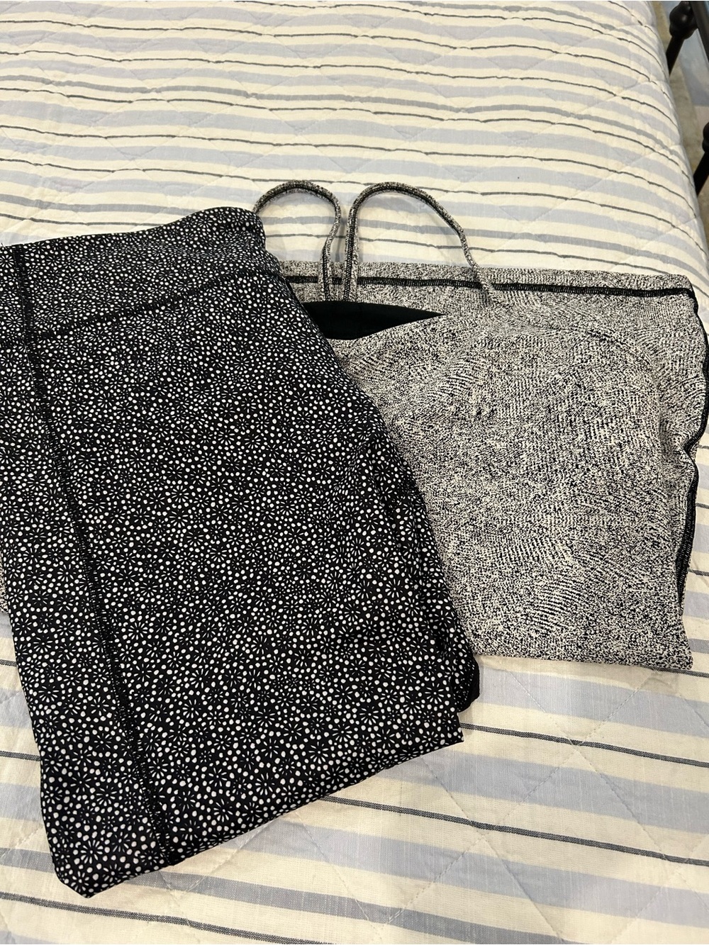 Lululemon Pace Rival Crop Pants & Power Y Back Tank Black & White-  both size 10